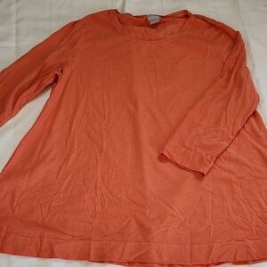 Chico's Orange 3/4 Sleeve Boxy Tunic Top